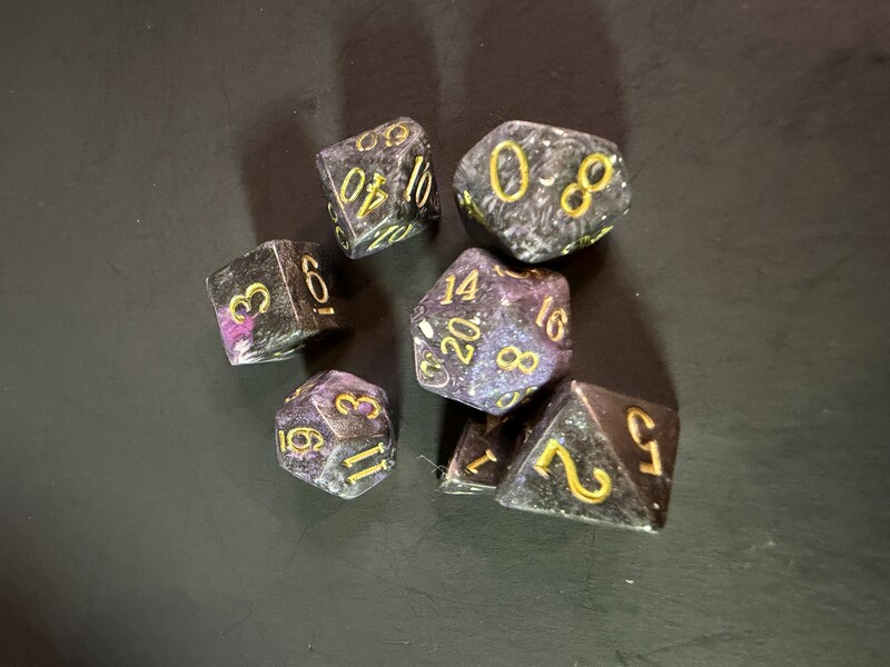 Voidwalker's Nebula: Artisan Hand-Cast 7-Dice Set