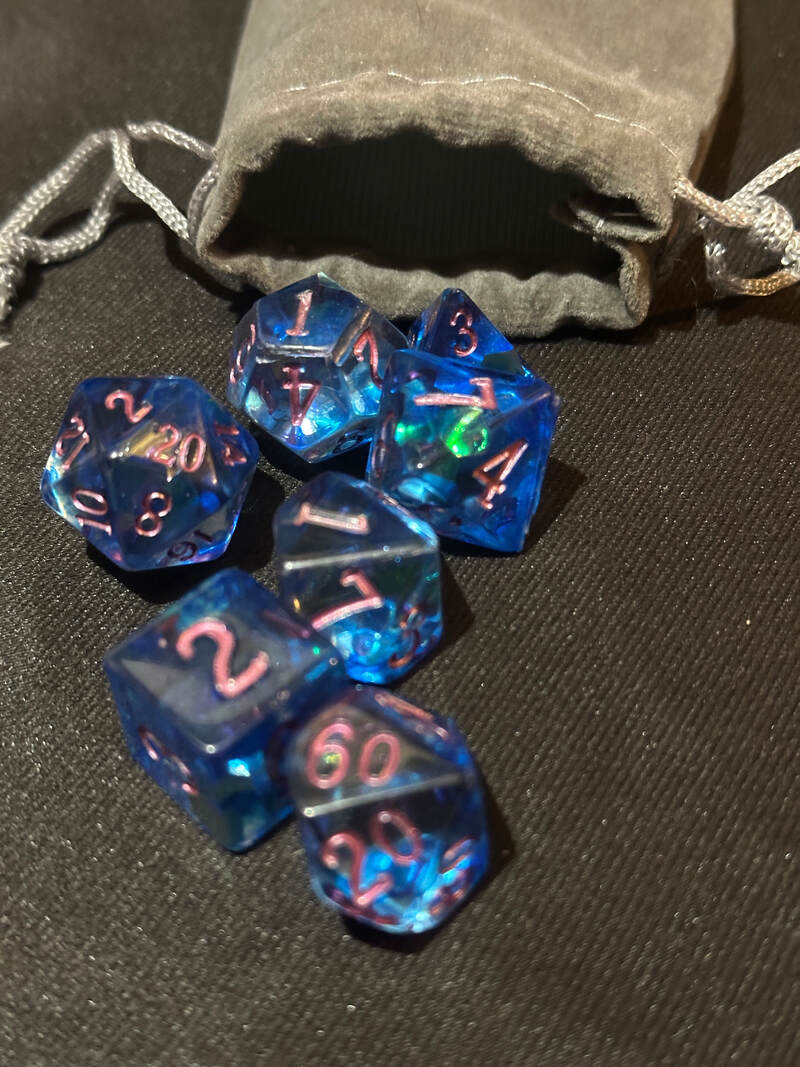 Psionic Depths Blue & Pink Dice | Handmade Iridescent Resin Polyhedral Set | Deep Ocean D&D Dice for Warlocks & Sorcerers